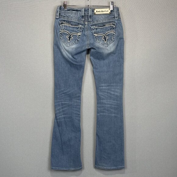 Rock Revival Denim - Rock Revival Jeans Womens 26 Blue Polly Boot Low Rise Stretch Light Wash Denim